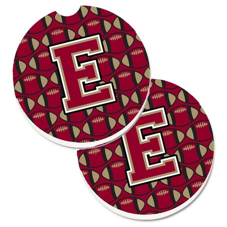Carolines Treasures Letter E Football Garnet and Gold  Cup Holder Car Coaster, PK2 CJ1078-ECARC
